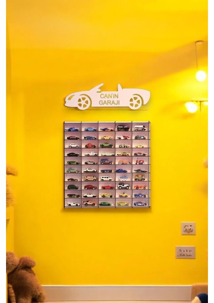 Hotwheels Oyuncak Araba Rafı 50'li Beyaz (Hotwheels Arabaları Için Uygundur)