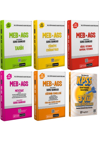 2026 Meb Ags Mevzuat-Eğitimin Temelleri-Tarih-Türkiye Coğrafyası-Sözel Sayısal Y Soru Bankası Seti