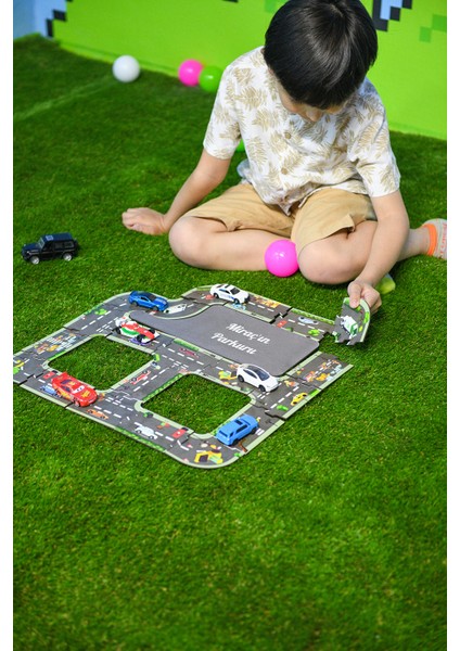 Isme Özel Oyuncak Araç Parkuru Eğitici ve Eğlenceli Yol Yapım Ahşap Oyuncak - Otoban Puzzle indirimleri