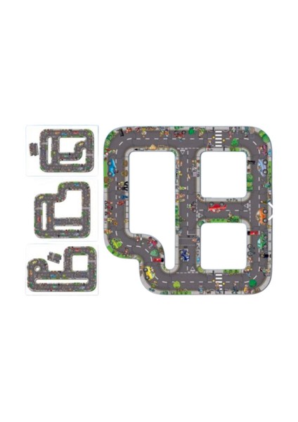 Isme Özel Oyuncak Araç Parkuru Eğitici ve Eğlenceli Yol Yapım Ahşap Oyuncak - Otoban Puzzle