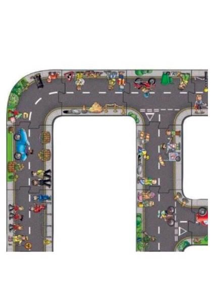 Oyuncak Araba, Araç Parkuru (Large) -Eğitici ve Eğlenceli Yol Yapım Ahşap Oyuncak - Otoban Puzzle modelleri
