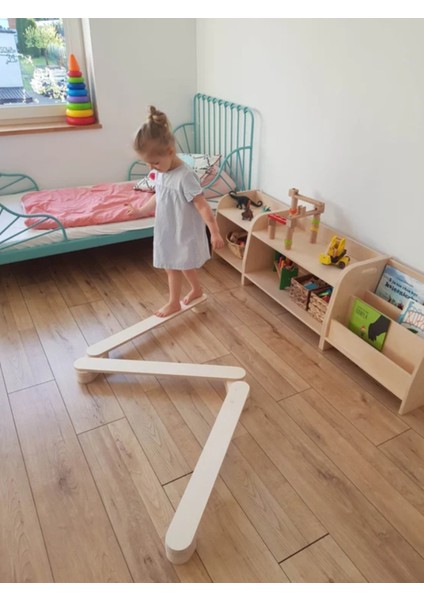 Blance Beam Denge Tahtası Kirişi Aktivite Oyuncağı Waldorf Board 5'li Montessori