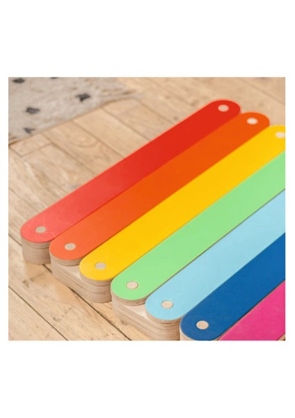Ahşap Renkli Denge Kirişi, Denge Tahtası, Çocuk Aktivite Oyuncağı Wood Balance Beam