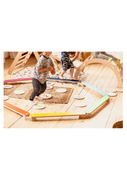 Ahşap Renkli Denge Kirişi, Denge Tahtası, Çocuk Aktivite Oyuncağı Wood Balance Beam fırsatları