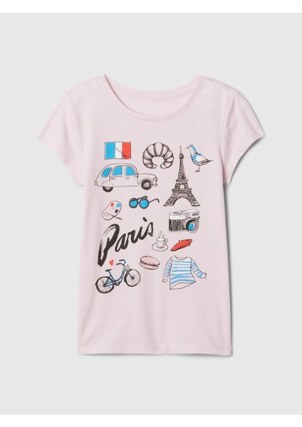 Kız Çocuk Pembe Grafikli T-Shirt