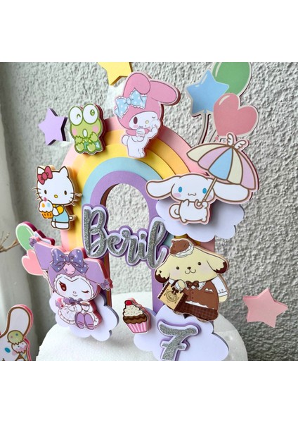 Kuromi Temalı Kız Çocuk Doğum Günü Isme Özel 3D Pasta Parti Süsü Cake Topper (25X20 Cm) modelleri
