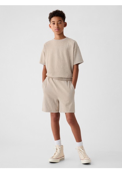 Erkek Çocuk Bej Bağcıklı Şort