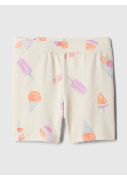Kız Bebek Bej Desenli Bisiklet Şortu