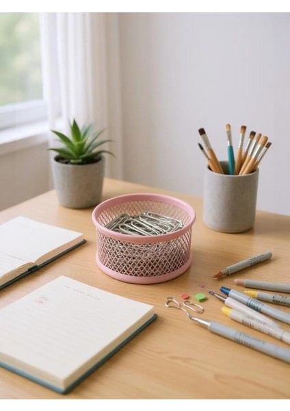 Perfore File Toz Pembe Ataşlık + 100 adet Ataş