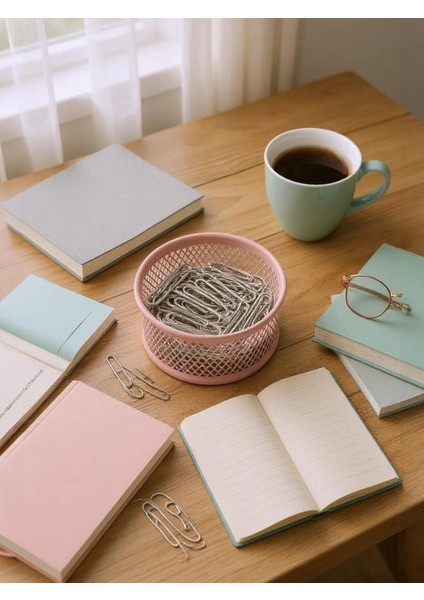 Perfore File Toz Pembe Ataşlık + 100 adet Ataş