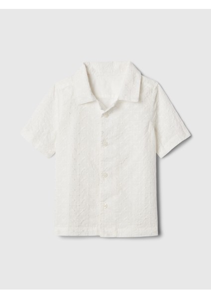 Erkek Bebek Beyaz Fisto Işlemeli Gömlek