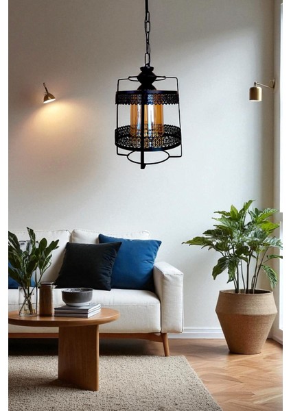 Mücevher Tekli Avize Siyah – Dekoratif Metal Gövde Sarkıt Avize fiyatları