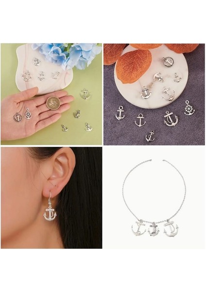 (100 x Adet) 1 Paket Antika Gümüş Görünüm Çapa&pusula&okyanus&denizci Bileklik&küpe&kolye Ucu fiyatları