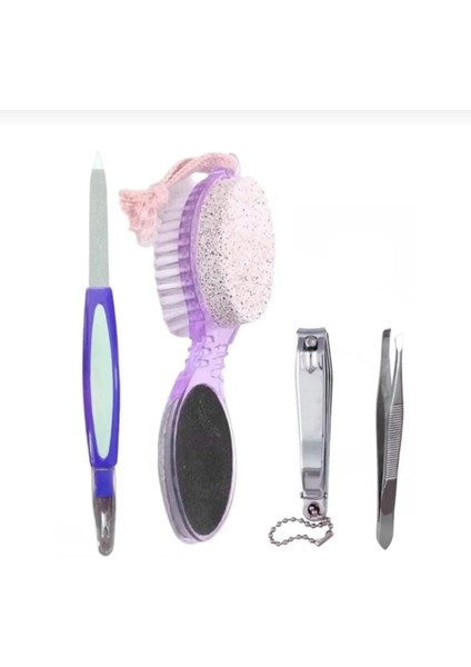 4'lü Ayak ve Tırnak Bakım Seti,topuk Törpüsü ve Taşı,nasır Sökücü,törpü,cımbız,tırnak Makası