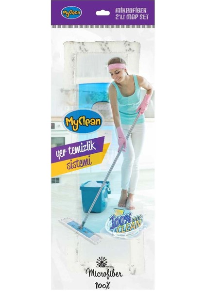 Mikrofiber 2'li Mop Seti Yedeği Saplı Mop Yedeği