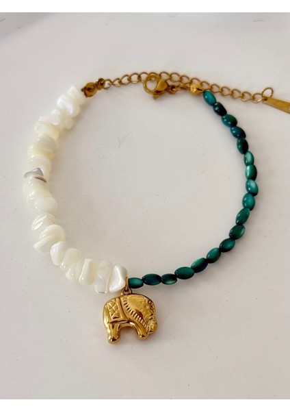 Luck Fil Charmlı Doğal Taş Çelik Bileklik