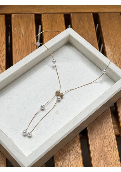 Gold Inci Detaylı Y Kolye