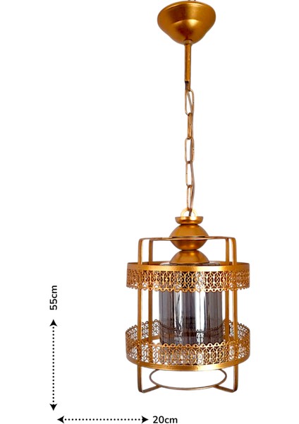 Mücevher Tekli Avize Gold Gövde Füme Cam – Dekoratif Metal Gövde Sarkıt Avize modelleri