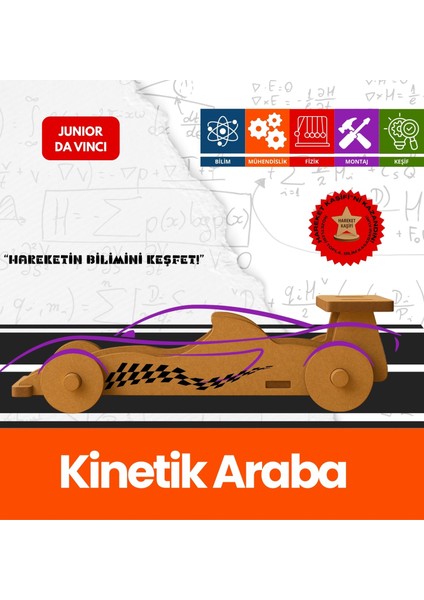Kinetik Araba – Çocuklar Için Eğitici Ahşap Stem Oyuncak | Junior Da Vinci Bilim Seti