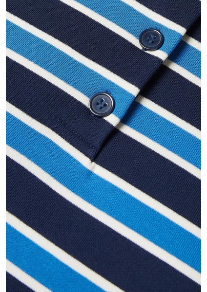 Çizgili Terry Kumaş Cropped Polo Tişört, Modern Kesim ve Rahat Yapı fırsatları