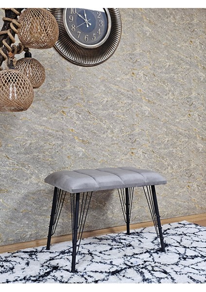 Metal Siyah Tel Ayaklı 60 cm Puf Bench - Puf - Bench - Oturak - Mutfak Oturağı - Antre Oturağı Gri Renk 60 x 40 Boyut/ebat modelleri