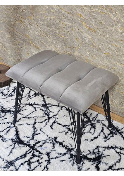 Metal Siyah Tel Ayaklı 60 cm Puf Bench - Puf - Bench - Oturak - Mutfak Oturağı - Antre Oturağı Gri Renk 60 x 40 Boyut/ebat fırsatları