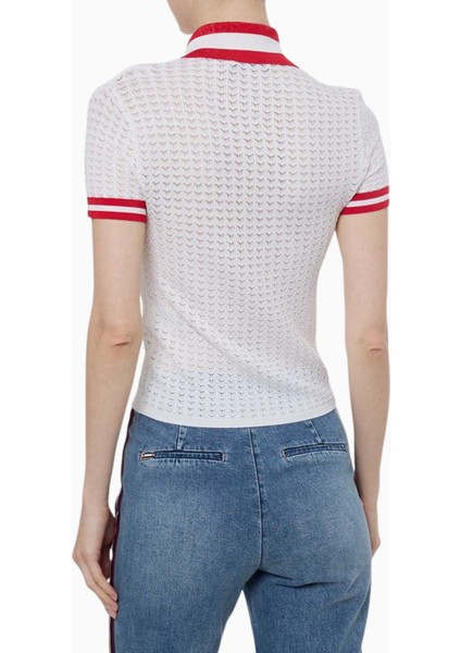 Çizgili Örgü Kısa Kollu Polo Tişört fırsatları