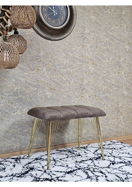Metal Gold Tel Ayaklı 60 cm Puf Bench - Puf - Bench - Oturak - Mutfak Oturağı - Antre Oturağı Kahverengi Renk 60 x 40 Boyut/ebat modelleri
