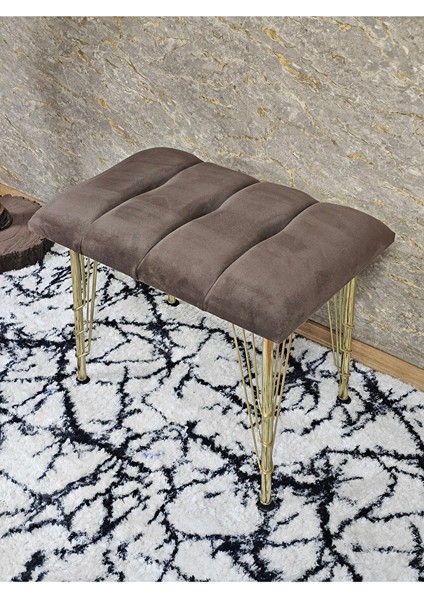Metal Gold Tel Ayaklı 60 cm Puf Bench - Puf - Bench - Oturak - Mutfak Oturağı - Antre Oturağı Kahverengi Renk 60 x 40 Boyut/ebat fırsatları