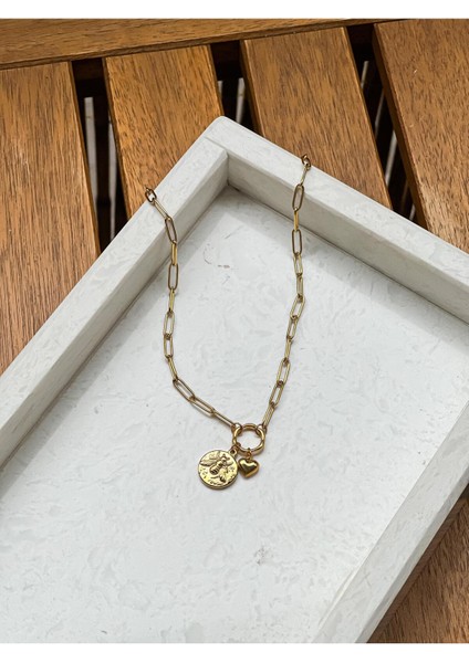 Arı Charmlı Ataç Zincir Çelik Kolye