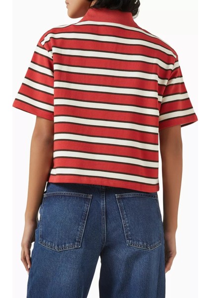 Çizgili Terry Kumaş Cropped Polo Tişört, Modern Kesim ve Rahat Yapı modelleri