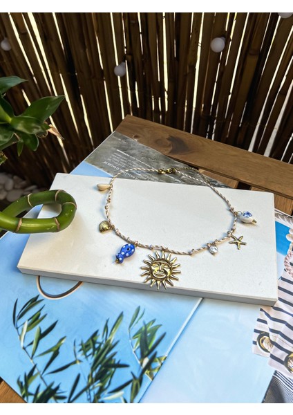 Güneş Charmlı Çelik Ip Kolye