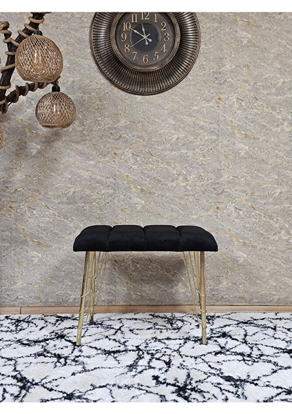 Metal Gold Tel Ayaklı 60 cm Puf Bench - Puf - Bench - Oturak - Mutfak Oturağı - Antre Oturağı Siyah Renk 60 x 40 Boyut/ebat fiyatları