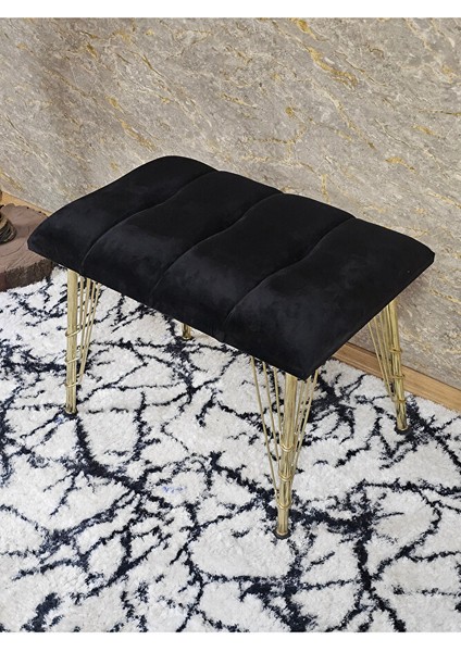 Metal Gold Tel Ayaklı 60 cm Puf Bench - Puf - Bench - Oturak - Mutfak Oturağı - Antre Oturağı Siyah Renk 60 x 40 Boyut/ebat fırsatları