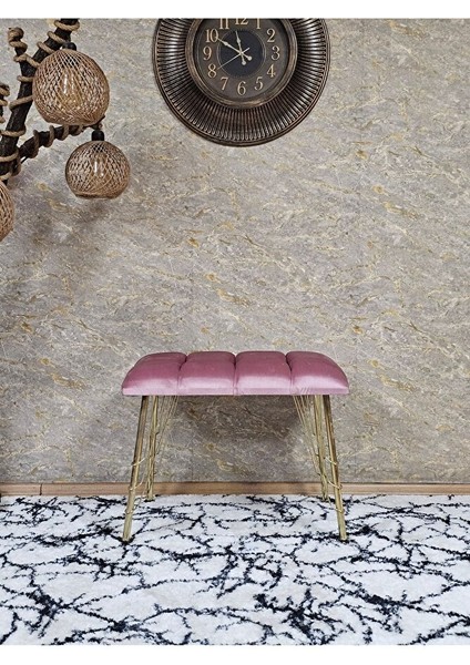 Metal Gold Tel Ayaklı 60 cm Puf Bench - Puf - Bench - Oturak - Mutfak Oturağı - Antre Oturağı Pembe Renk 60 x 40 Boyut/ebat fiyatları
