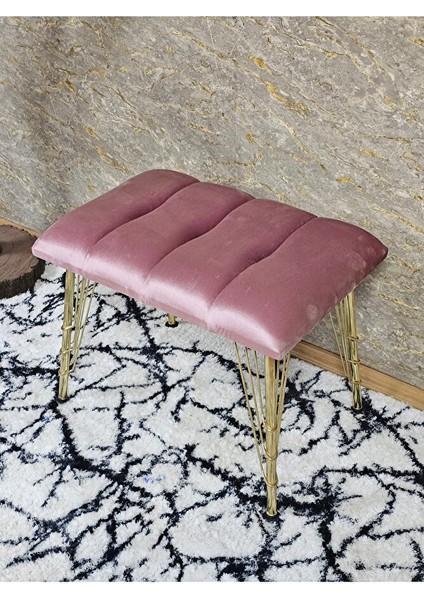 Metal Gold Tel Ayaklı 60 cm Puf Bench - Puf - Bench - Oturak - Mutfak Oturağı - Antre Oturağı Pembe Renk 60 x 40 Boyut/ebat fırsatları