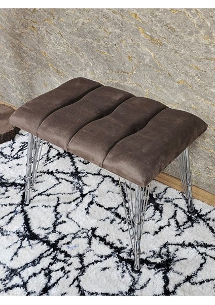 Metal Krom Tel Ayaklı 60 cm Puf Bench - Puf - Bench - Oturak - Mutfak Oturağı - Antre Oturağı Kahverengi Renk 60 x 40 Boyut/ebat fırsatları