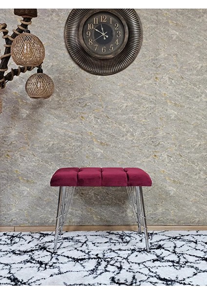Metal Krom Tel Ayaklı 60 cm Puf Bench - Puf - Bench - Oturak - Mutfak Oturağı - Antre Oturağı Bordo Renk 60 x 40 Boyut/ebat fiyatları