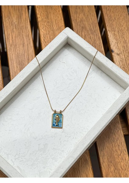 Balık Kartlı Çelik Kolye