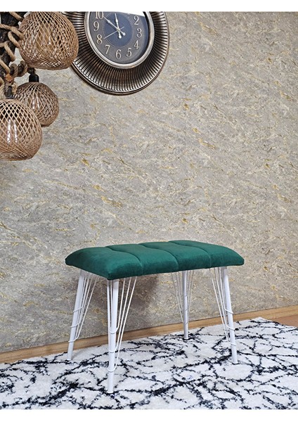Metal Beyaz Tel Ayaklı 60 cm Puf Bench - Puf - Bench - Oturak - Mutfak Oturağı - Antre Oturağı Yeşil Renk 60 x 40 Boyut/ebat modelleri