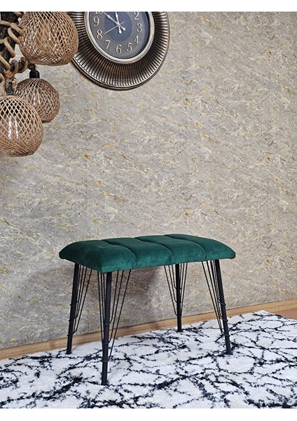 Metal Siyah Tel Ayaklı 60 cm Puf Bench - Puf - Bench - Oturak - Mutfak Oturağı - Antre Oturağı Yeşil Renk 60 x 40 Boyut/ebat modelleri