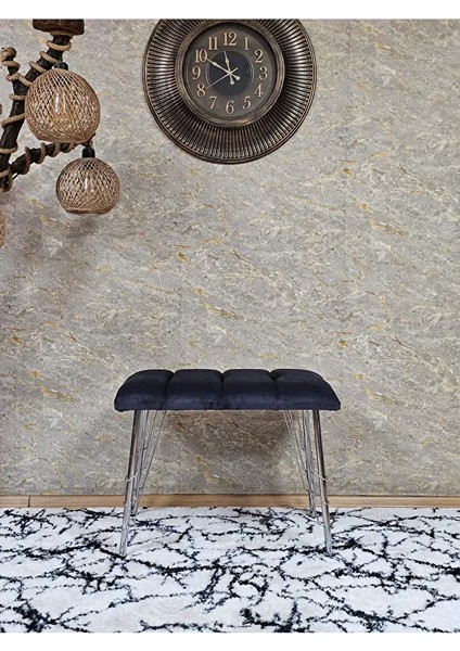 Metal Krom Tel Ayaklı 60 cm Puf Bench - Puf - Bench - Oturak - Mutfak Oturağı - Antre Oturağı Füme Renk 60 x 40 Boyut/ebat fiyatları