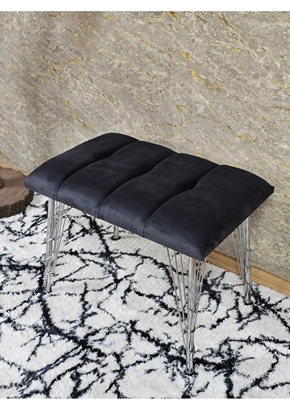 Metal Krom Tel Ayaklı 60 cm Puf Bench - Puf - Bench - Oturak - Mutfak Oturağı - Antre Oturağı Füme Renk 60 x 40 Boyut/ebat fırsatları