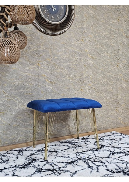Metal Gold Tel Ayaklı 60 cm Puf Bench - Puf - Bench - Oturak - Mutfak Oturağı - Antre Oturağı Mavi Renk 60 x 40 Boyut/ebat modelleri