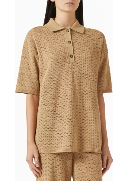 Oversized Pamuk Triko Polo, Nefes Alan Yazlık Tasarım Bej