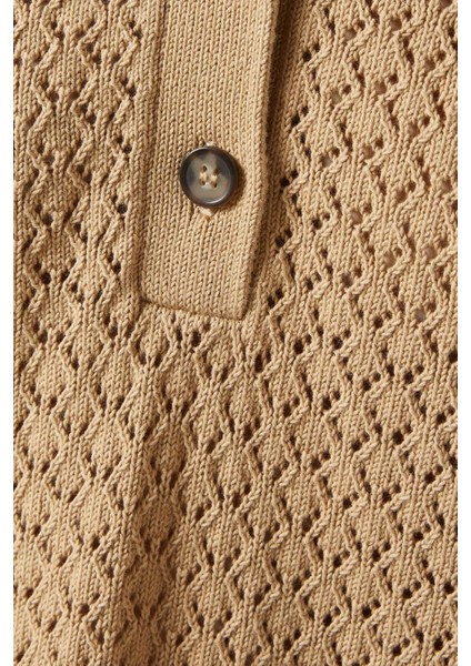 Oversized Pamuk Triko Polo, Nefes Alan Yazlık Tasarım Bej fırsatları