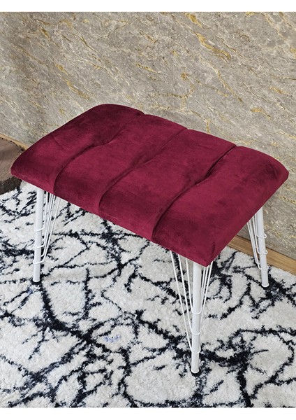 Metal Beyaz Tel Ayaklı 60 cm Puf Bench - Puf - Bench - Oturak - Mutfak Oturağı - Antre Oturağı Bordo Renk 60 x 40 Boyut/ebat fırsatları