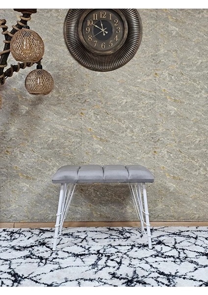 Metal Beyaz Tel Ayaklı 60 cm Puf Bench - Puf - Bench - Oturak - Mutfak Oturağı - Antre Oturağı Gri Renk 60 x 40 Boyut/ebat fiyatları
