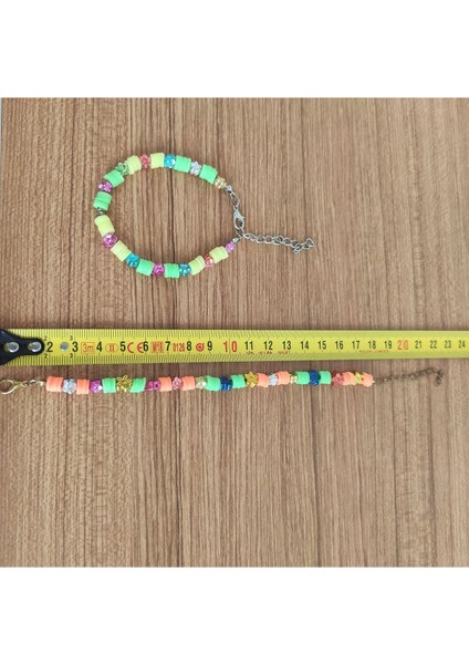 Renkli Heishi ve Çiçek Boncuklu Yaz Bilekliği - 580