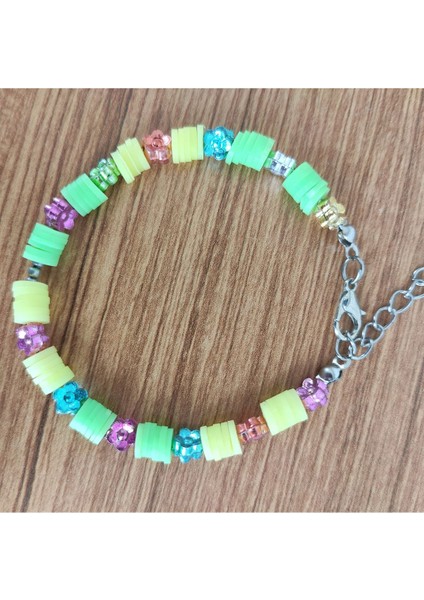 Renkli Heishi ve Çiçek Boncuklu Yaz Bilekliği - 580 modelleri